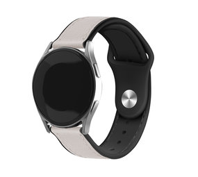 Strap-it® Samsung Galaxy Watch 4 44mm Leder-Hybridarmband (Weiß) Strap-it® Samsung Galaxy Watch 4 44mm Leder-Hybridarmband (Weiß)