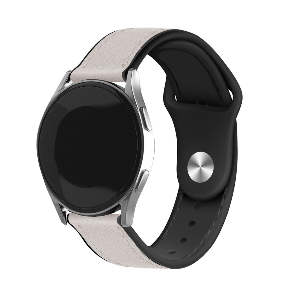 Strap-it® Strap-it Huawei Watch GT 2 Leder-Hybridarmband (Weiß)
