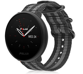 Strap-it® Polar Ignite 3 Nylon-Schnallenarmband (Schwarz/Grau) Strap-it® Polar Ignite 3 Nylon-Schnallenarmband (Schwarz/Grau)