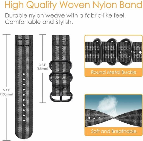 Strap-it® Strap-it Polar Ignite 3 Nylon-Schnallenarmband (Schwarz/Grau) Strap-it® Strap-it Polar Ignite 3 Nylon-Schnallenarmband (Schwarz/Grau)