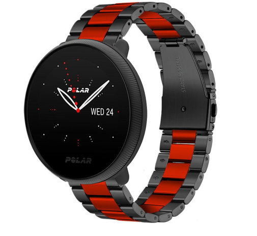 Strap-it® Strap-it Polar Ignite 3 Stahlarmband (Schwarz/Rot)