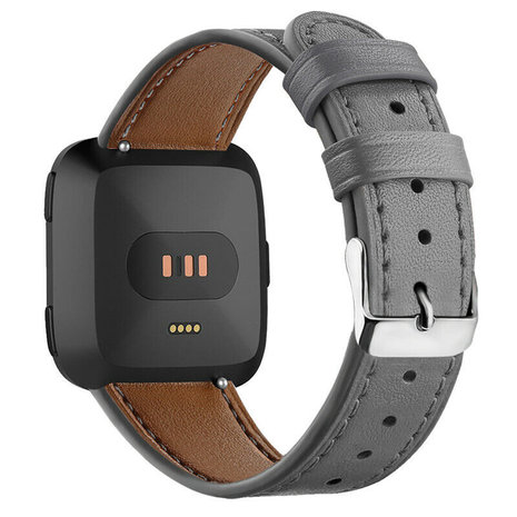 Strap-it® Strap-it Fitbit Versa Lederarmband (Grau) Strap-it® Strap-it Fitbit Versa Lederarmband (Grau)