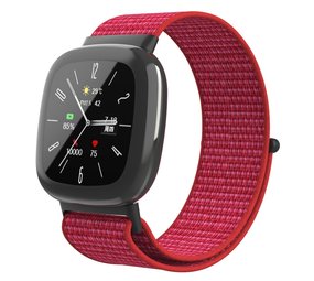 Strap-it® Fitbit Versa 4 Nylon Armband (Rot) Strap-it® Fitbit Versa 4 Nylon Armband (Rot)
