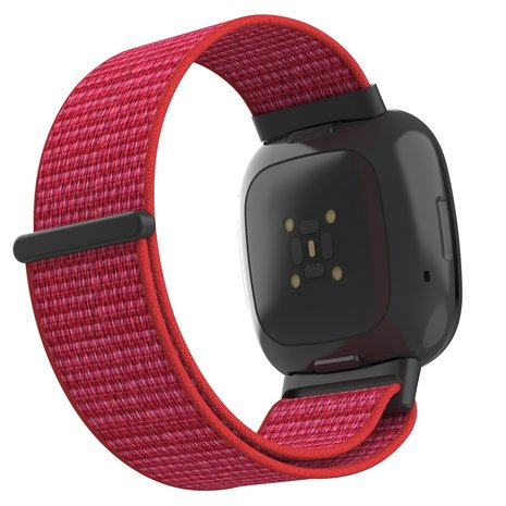 Strap-it® Strap-it Fitbit Versa 4 Nylon Armband (Rot) Strap-it® Strap-it Fitbit Versa 4 Nylon Armband (Rot)