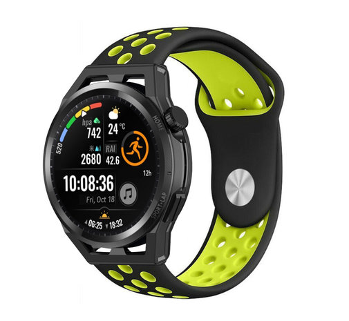 Strap-it® Strap-it Huawei Watch GT Sportarmband (Schwarz/Gelb)