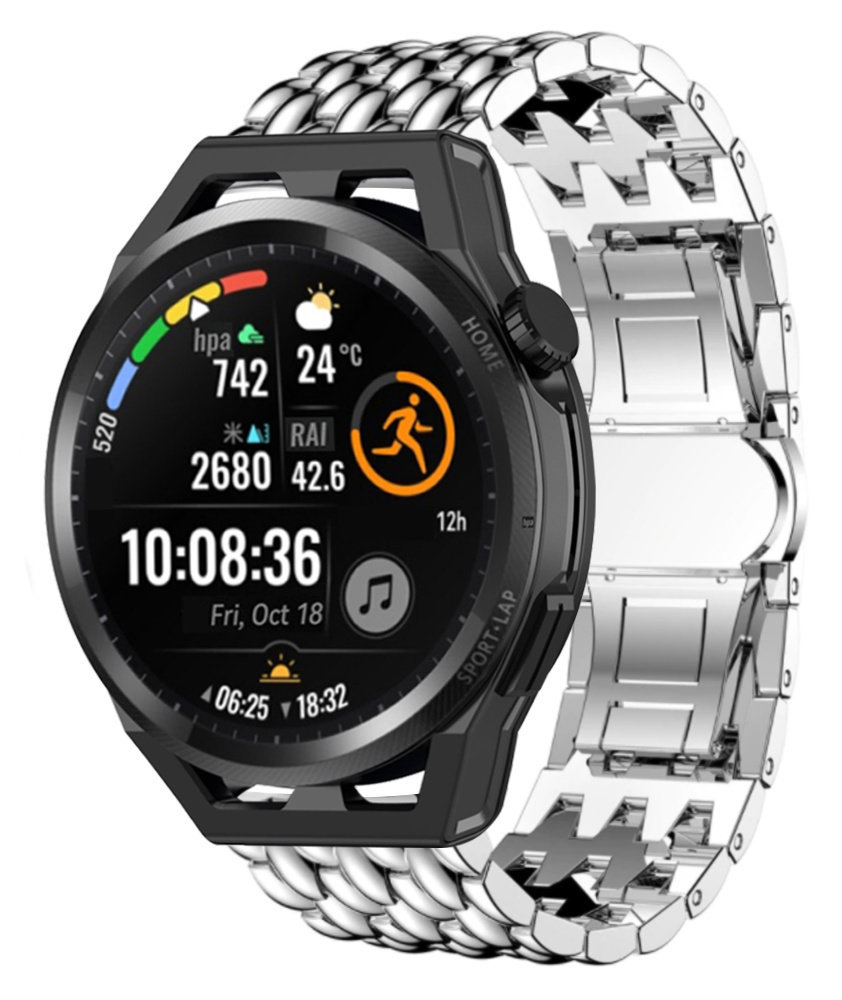 Strap-it® Strap-it Huawei Watch GT Drachenarmband Stahl (Silber)
