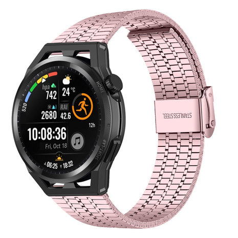 Strap-it® Strap-it Huawei Watch GT Edelstahlarmband (Rosa)