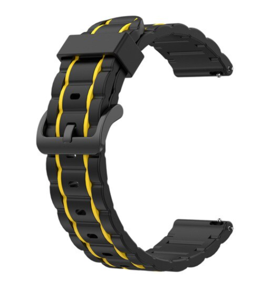 Strap-it® Strap-it Huawei Watch GT Armband Silikon Tough (Schwarz/Gelb)
