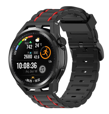 Strap-it® Strap-it Huawei Watch GT Armband Silikon Tough (Schwarz/Rot)
