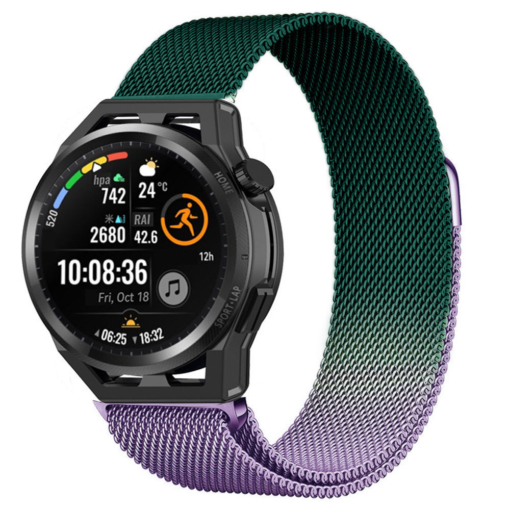 Strap-it® Strap-it Huawei Watch GT Milanese Armband (Lila/Grün)