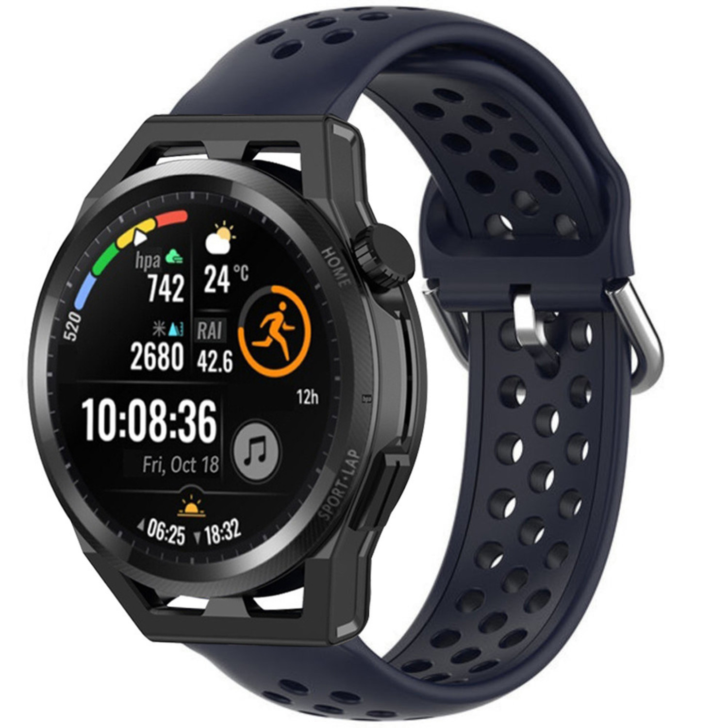 Strap it Strap it Huawei Watch GT Sportarmband mit Lochern Dunkelblau