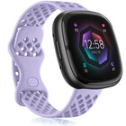Strap-it® Strap-it Fitbit Versa 4 Silikonarmband mit Löchern (Lila)