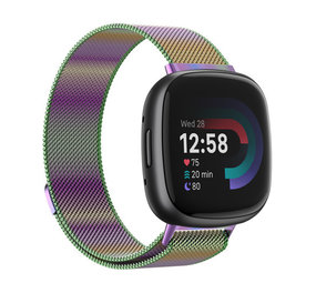 Strap-it® Fitbit Versa 4 Milanese Armband (Regenbogen) Strap-it® Fitbit Versa 4 Milanese Armband (Regenbogen)