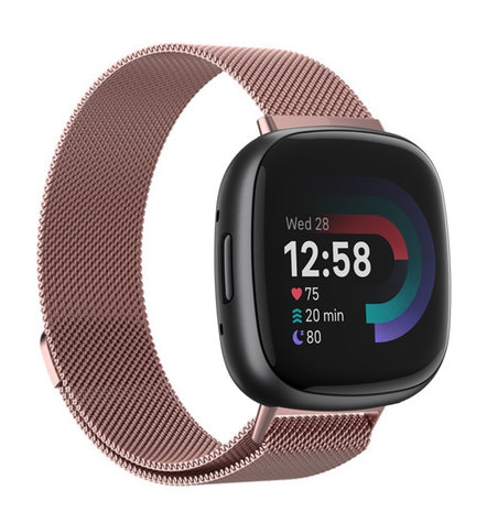 Strap-it® Strap-it Fitbit Versa 4 Milanese Armband (Rosa) Strap-it® Strap-it Fitbit Versa 4 Milanese Armband (Rosa)