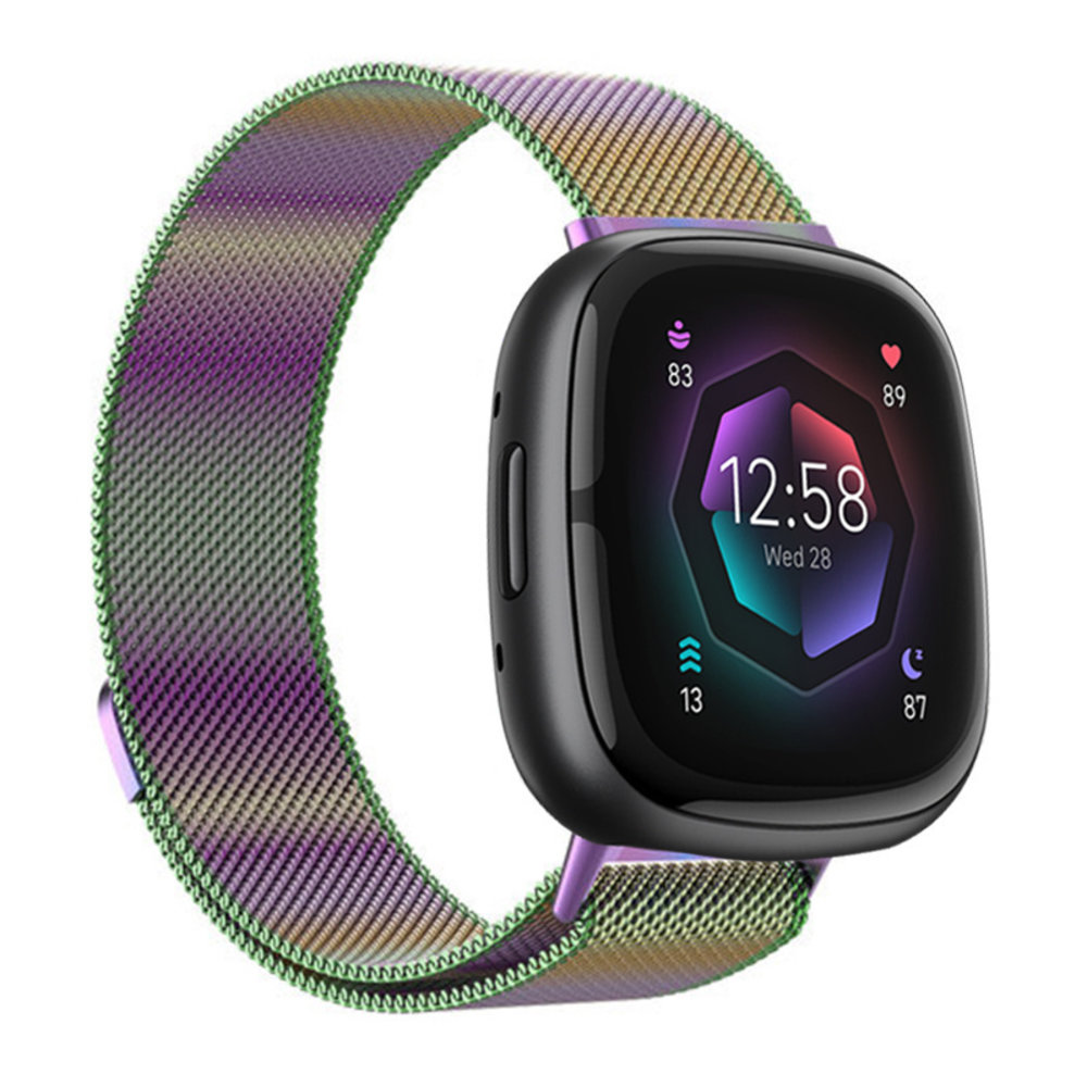 Strap-it® Strap-it Fitbit Sense 2 Milanese Armband (Regenbogen)