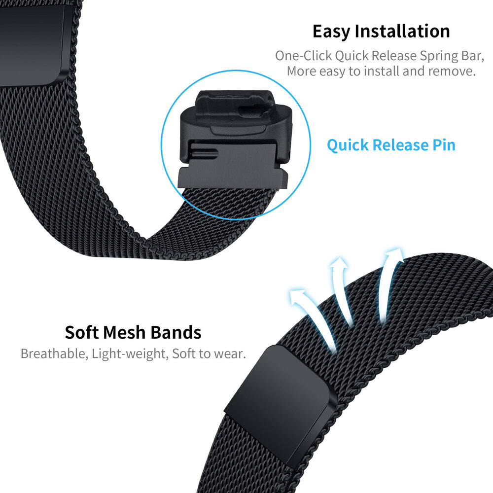 Strap-it® Strap-it Fitbit Inspire 3 Milanaise Armband (Schwarz) Strap-it® Strap-it Fitbit Inspire 3 Milanaise Armband (Schwarz)