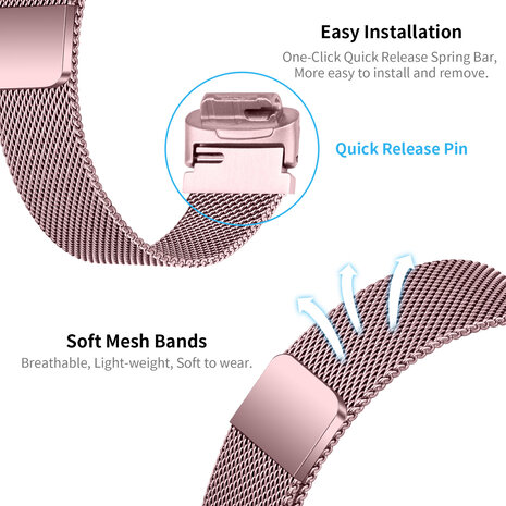 Strap-it® Strap-it Fitbit Inspire 3 Milanaise Armband (Pink) Strap-it® Strap-it Fitbit Inspire 3 Milanaise Armband (Pink)