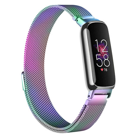 Strap-it® Strap-it Fitbit Inspire 3 Milanaise Armband (Regenbogen)