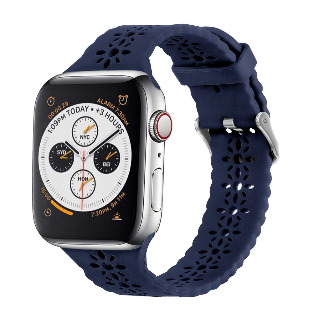 Strap-it® Strap-it Apple Watch Silikonarmband mit Muster (Dunkelblau)