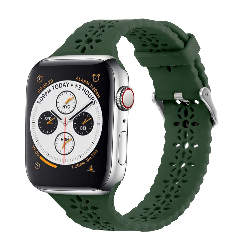 Strap-it® Strap-it Apple Watch Silikonarmband mit Muster (Dunkelgrün)