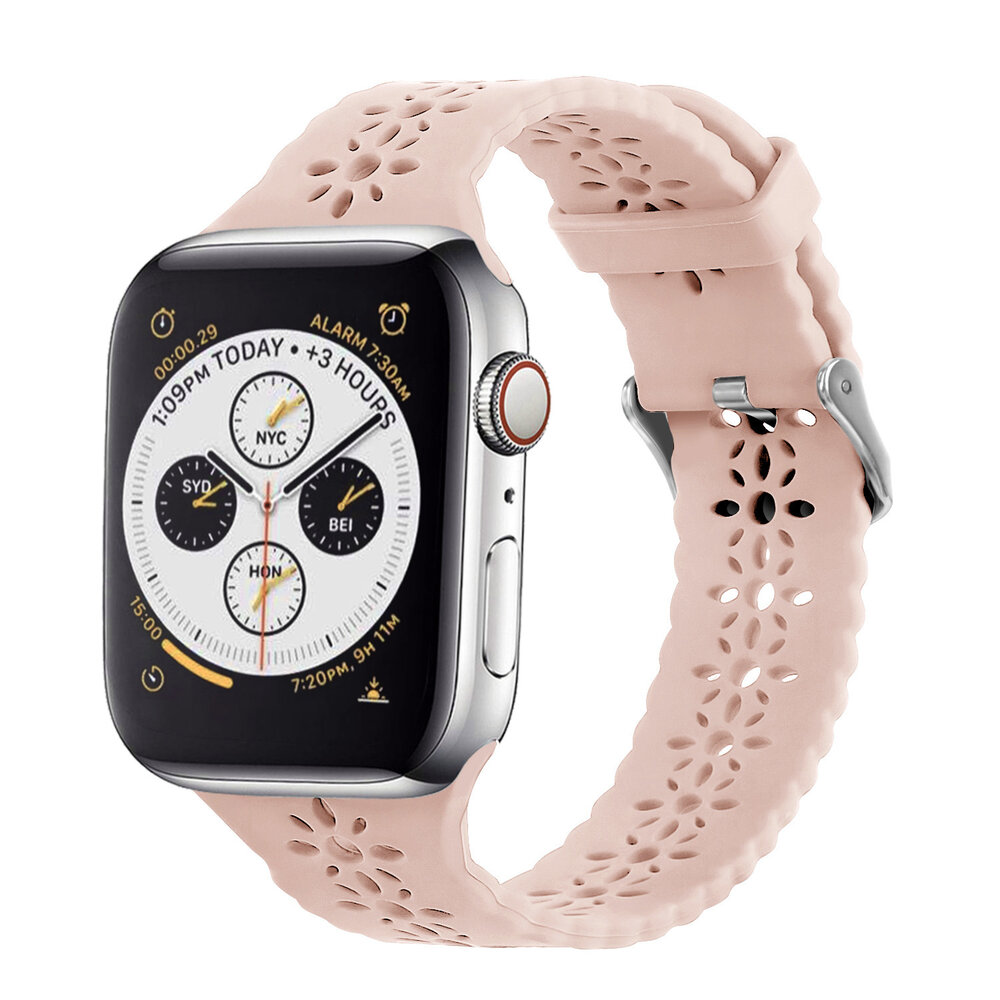 Strap-it® Strap-it Apple Watch Silikonarmband mit Muster (Rosa)
