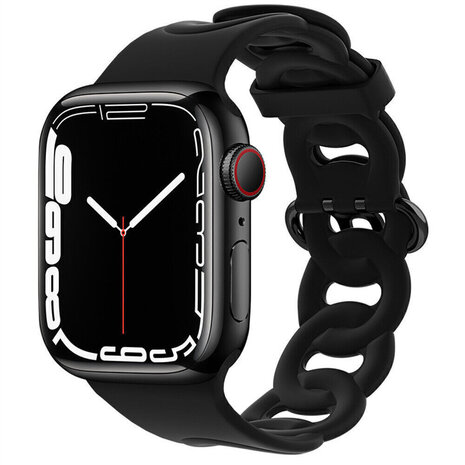 Strap-it® Strap-it Apple Watch Silikon Kettenarmband (Schwarz)