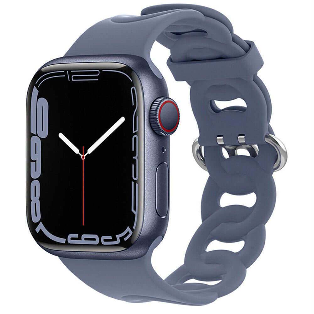 Strap-it® Strap-it Apple Watch Silikon Kettenarmband (Grau-Blau)