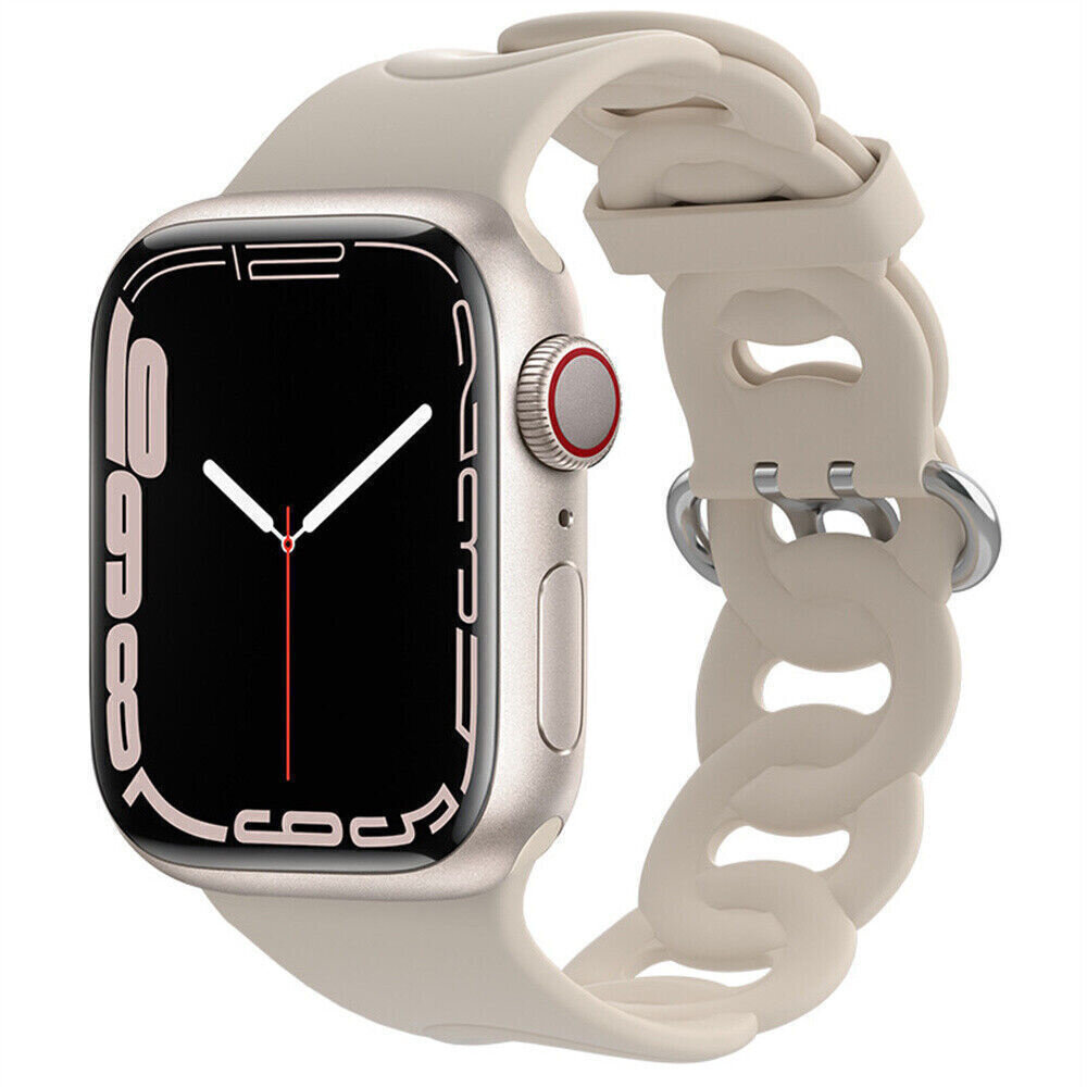Strap-it® Strap-it Apple Watch Silikon Kettenarmband (Beige)