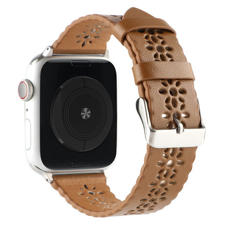 Strap-it® Strap-it Apple Watch Lederarmband mit Muster (Braun)