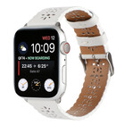 Strap-it® Strap-it Apple Watch Lederarmband mit Muster (Weiß)