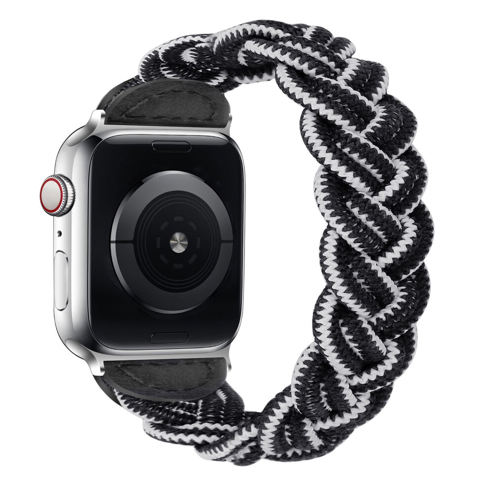 Strap-it® Strap-it Apple Watch gedrehtes Nylonarmband (Schwarz/Weiß)
