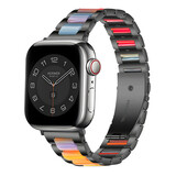 Strap-it® Apple Watch Stahl-Harzarmband (Schwarz/Bunt) Strap-it® Apple Watch Stahl-Harzarmband (Schwarz/Bunt)