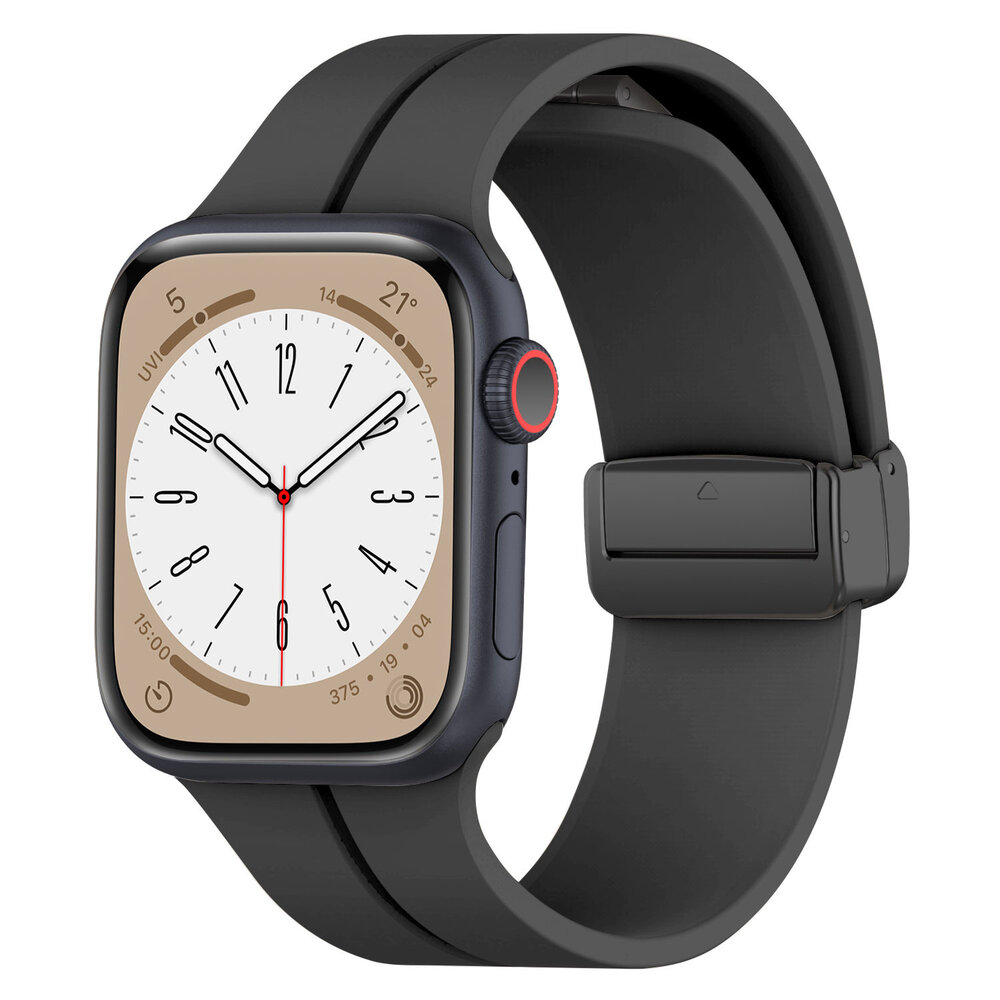 Strap-it® Strap-it Apple Watch magnetisch D-Buckle Armband (Schwarz)
