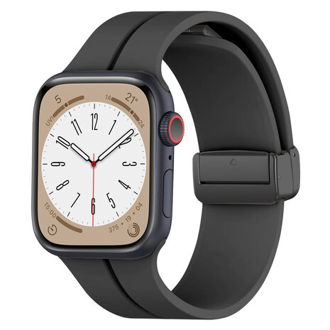 Strap-it® Strap-it Apple Watch magnetisch D-Buckle Armband (Schwarz)