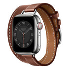 Strap-it® Strap-it Apple Watch Double Tour Lederarmband (Braun)
