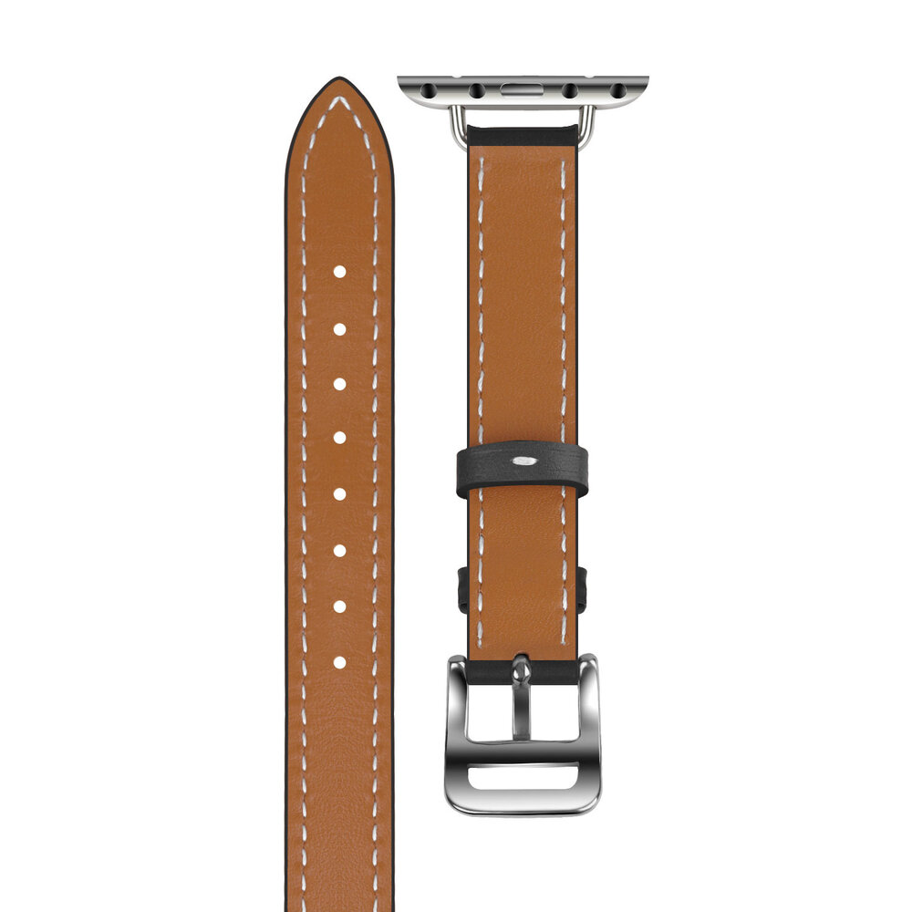 Strap-it® Strap-it Apple Watch Double Tour Lederarmband (Schwarz) Strap-it® Strap-it Apple Watch Double Tour Lederarmband (Schwarz)