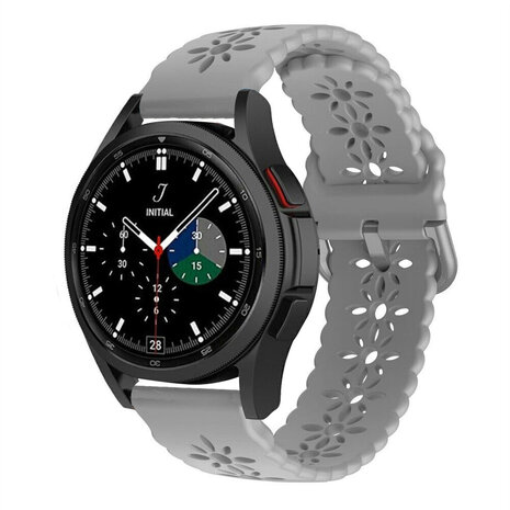Strap-it® Strap-it Samsung Galaxy Watch 4 Classic 46mm Silikonarmband mit Muster (Grau)