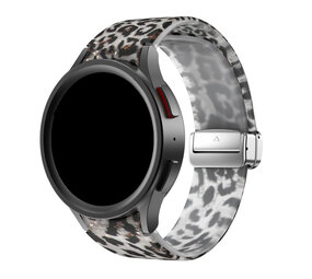 Strap-it® Samsung Galaxy Watch 4 44mm Transparent D-Buckle Armband Leopard Strap-it® Samsung Galaxy Watch 4 44mm Transparent D-Buckle Armband Leopard