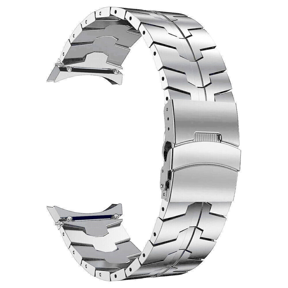 Strap-it® Strap-it Samsung Galaxy Watch 4 44mm Stahl-eisen Armband (Silber)