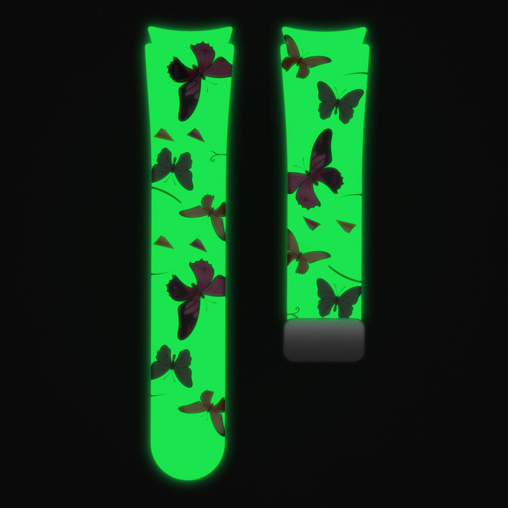 Strap-it® Strap-it Samsung Galaxy Watch 4 40mm Glow in the Dark D-Buckle Armband Schmetterling Strap-it® Strap-it Samsung Galaxy Watch 4 40mm Glow in the Dark D-Buckle Armband Schmetterling