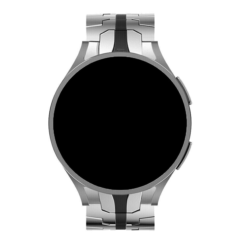 Strap-it® Strap-it Samsung Galaxy Watch 4 40mm Stahl-eisen Armband (Silber/Schwarz)