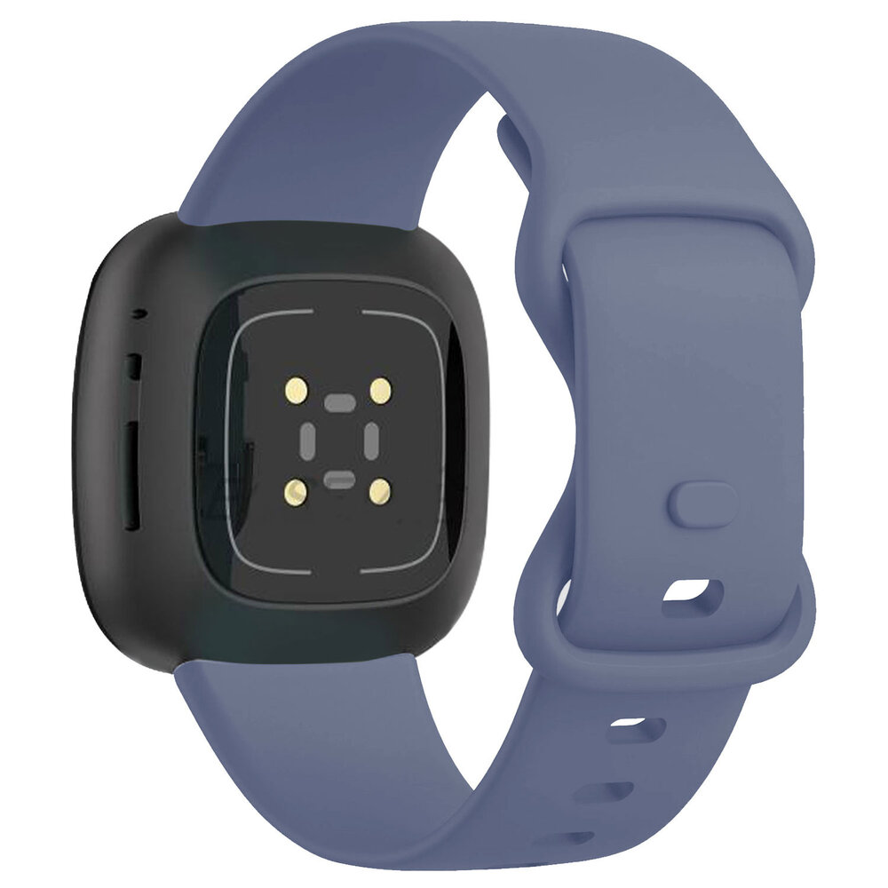 Strap-it® Strap-it Fitbit Versa 4 Silikon Armband Classic (Grau-Blau)