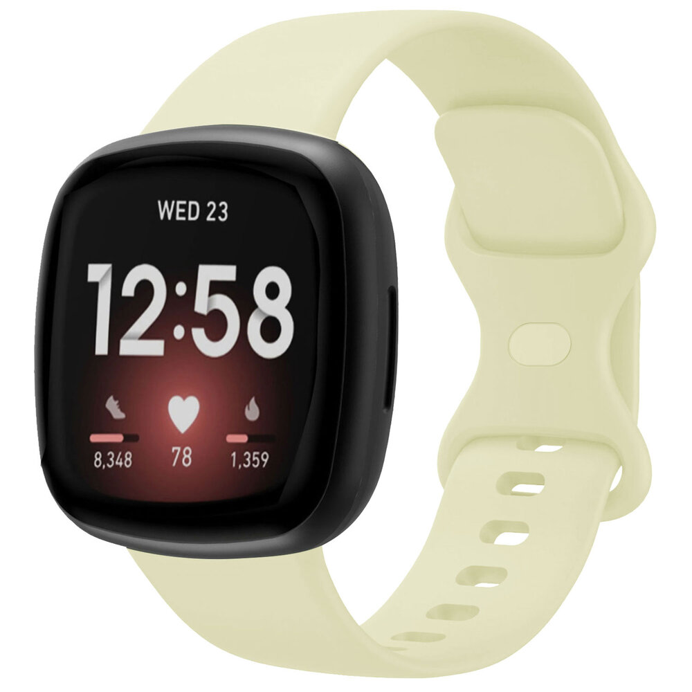 Strap-it® Strap-it Fitbit Sense 2 Silikon Armband Classic (Hellgelb)