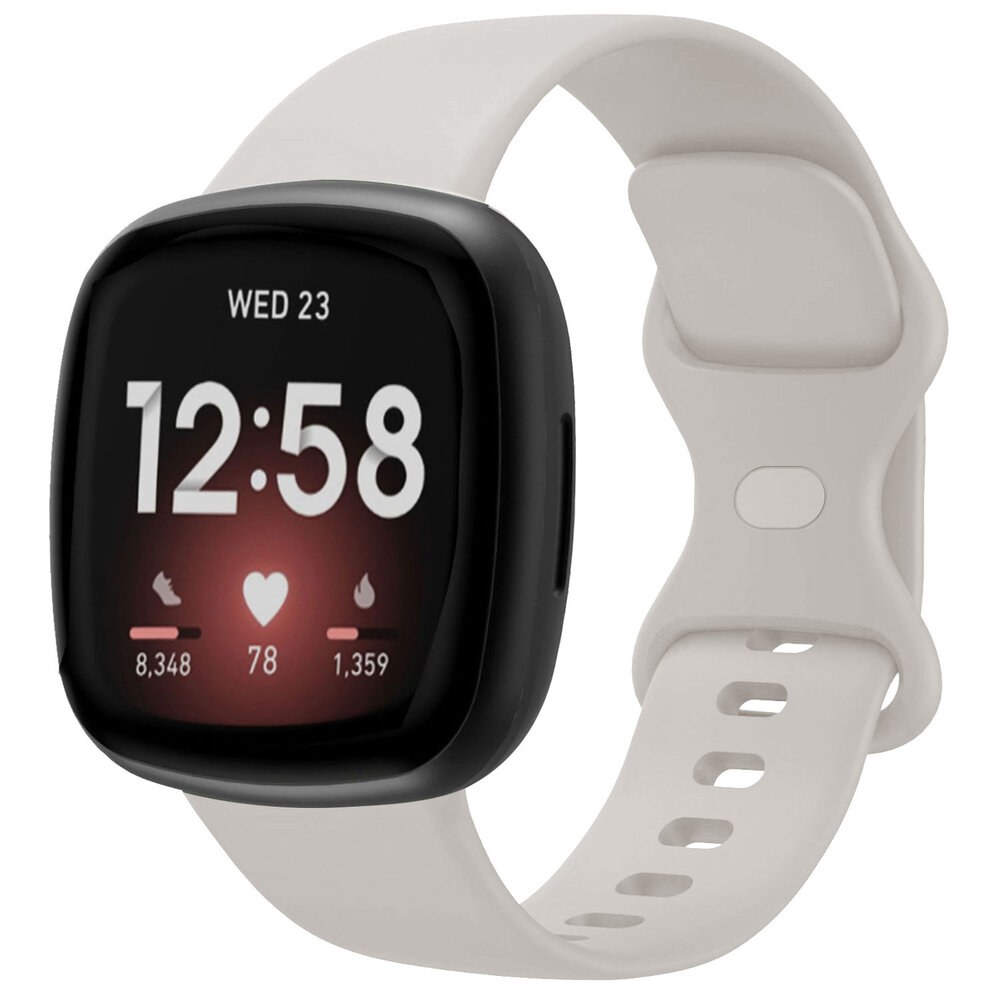 Strap-it® Strap-it Fitbit Versa 3 Silikon Armband Classic (Gebrochenes Weiß)