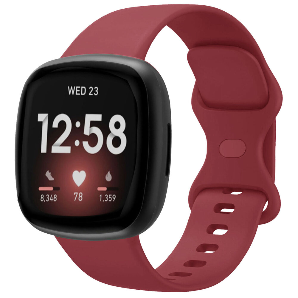 Strap-it® Strap-it Fitbit Versa 3 Silikon Armband Classic (Weinrot)
