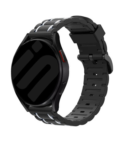 Strap-it® Strap-it Samsung Galaxy Watch 6 - 40mm Robustes Silikon Armband (Schwarz/Weiß)
