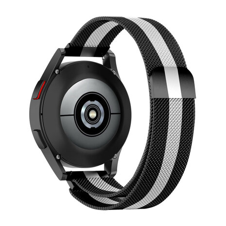 Strap-it® Strap-it Samsung Galaxy Watch 6 - 44mm Milanese Armband (Schwarz/Weiß)