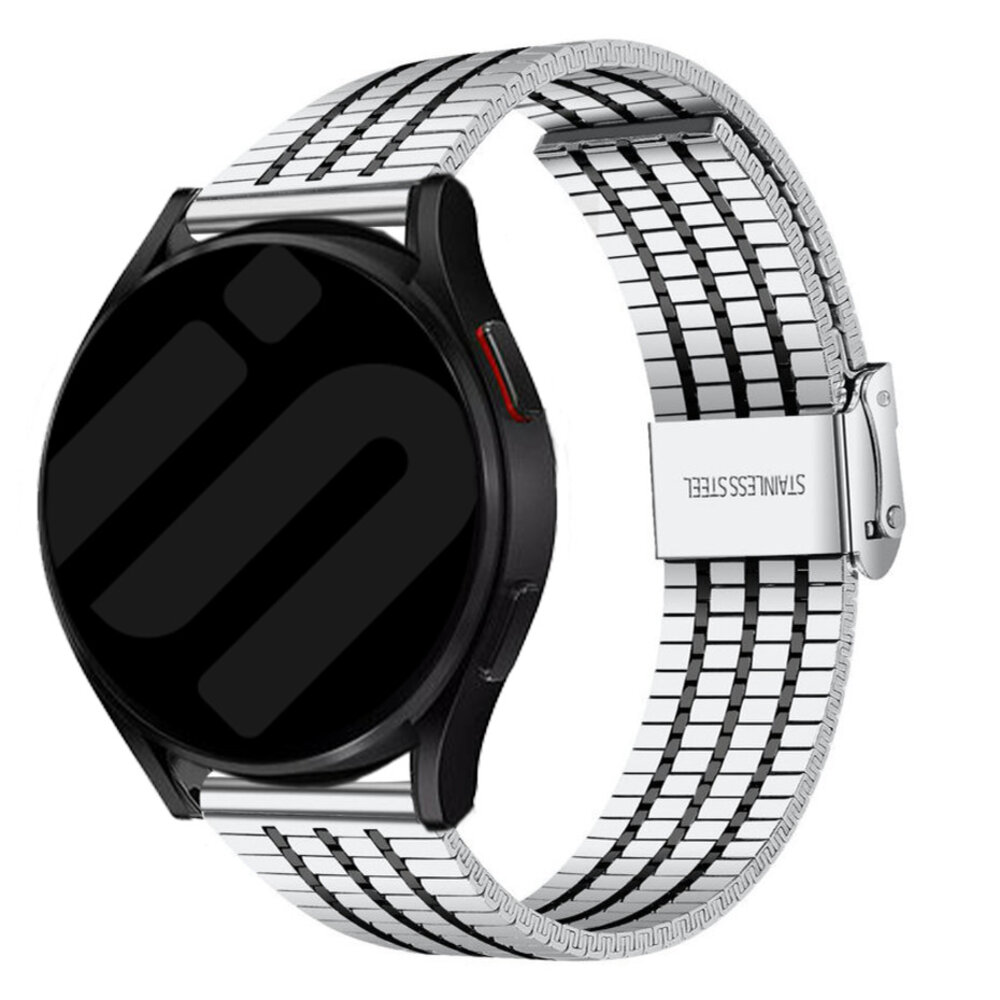 Strap-it® Strap-it Samsung Galaxy Watch 6 - 44mm Stahlarmband Schiebverschluss (Silber/Schwarz)