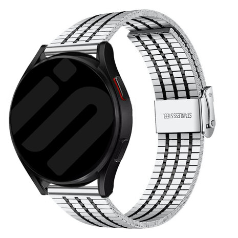 Strap-it® Strap-it Samsung Galaxy Watch 6 - 44mm Stahlarmband Schiebverschluss (Silber/Schwarz)
