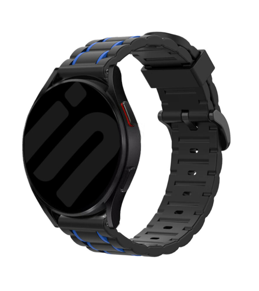 Strap-it® Strap-it Samsung Galaxy Watch 6 - 44mm Robustes Silikon Armband (Schwarz/Blau) Strap-it® Strap-it Samsung Galaxy Watch 6 - 44mm Robustes Silikon Armband (Schwarz/Blau)